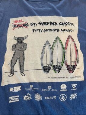Vissla Surf Graphic Tee Men L Bull St. Surfing Classic 57th Annual Larry Steward